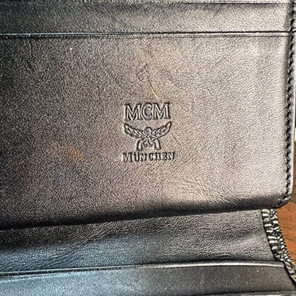 MCM Signature Monogram Black Leather Trifold Wallet - Picture 6 of 10
